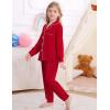image:imageSWOMOG Girls Pajamas Set Kids Button Down Cute Print Pjs Sets Pant 2 Piece Soft Long Sleeve Sleepwear LoungewearRed