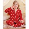 image:imageSWOMOG Girls Pajamas Set Kids Button Down Cute Print Pjs Sets Pant 2 Piece Soft Long Sleeve Sleepwear LoungewearRed Bow