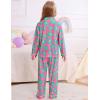 image:imageSWOMOG Girls Pajamas Set Kids Button Down Cute Print Pjs Sets Pant 2 Piece Soft Long Sleeve Sleepwear LoungewearRose Blue Flower