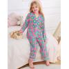 image:imageSWOMOG Girls Pajamas Set Kids Button Down Cute Print Pjs Sets Pant 2 Piece Soft Long Sleeve Sleepwear LoungewearRose Blue Flower
