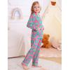 image:imageSWOMOG Girls Pajamas Set Kids Button Down Cute Print Pjs Sets Pant 2 Piece Soft Long Sleeve Sleepwear LoungewearRose Blue Flower