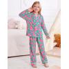 image:imageSWOMOG Girls Pajamas Set Kids Button Down Cute Print Pjs Sets Pant 2 Piece Soft Long Sleeve Sleepwear LoungewearRose Blue Flower