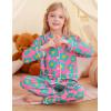 image:imageSWOMOG Girls Pajamas Set Kids Button Down Cute Print Pjs Sets Pant 2 Piece Soft Long Sleeve Sleepwear LoungewearRose Blue Flower