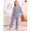 image:imageSWOMOG Girls Pajamas Set Kids Button Down Cute Print Pjs Sets Pant 2 Piece Soft Long Sleeve Sleepwear LoungewearRose Blue Flower