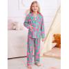 image:imageSWOMOG Girls Pajamas Set Kids Button Down Cute Print Pjs Sets Pant 2 Piece Soft Long Sleeve Sleepwear LoungewearRose Blue Flower