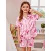 image:imageSWOMOG Girls Pajamas Silk Satin Pajama Set Short Sleeve Button Down Sleepwear Soft Cute PJs with Ruffle Shorts LoungewearButterfly Pink
