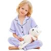 image:imageSWOMOG Girls Pajamas Silk Satin Pajama Set Short Sleeve Button Down Sleepwear Soft Cute PJs with Ruffle Shorts LoungewearLilac