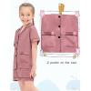 image:imageSWOMOG Girls Pajamas Silk Satin Pajama Set Short Sleeve Button Down Sleepwear Soft Cute PJs with Ruffle Shorts LoungewearMisty Rose
