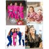 image:imageSWOMOG Girls Pajamas Silk Satin Pajama Set Short Sleeve Button Down Sleepwear Soft Cute PJs with Ruffle Shorts LoungewearMisty Rose