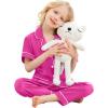 image:imageSWOMOG Girls Pajamas Silk Satin Pajama Set Short Sleeve Button Down Sleepwear Soft Cute PJs with Ruffle Shorts LoungewearRose Red