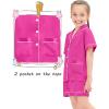 image:imageSWOMOG Girls Pajamas Silk Satin Pajama Set Short Sleeve Button Down Sleepwear Soft Cute PJs with Ruffle Shorts LoungewearRose Red
