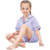 image:imageSWOMOG Girls Pajamas Silk Satin Pajama Set Short Sleeve Button Down Sleepwear Soft Cute PJs with Ruffle Shorts Loungewearmauve
