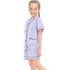 image:imageSWOMOG Girls Pajamas Silk Satin Pajama Set Short Sleeve Button Down Sleepwear Soft Cute PJs with Ruffle Shorts Loungewearmauve