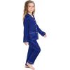 image:imageSWOMOG Girls Satin Pajamas Set Silk Button Down Pjs Set 2 Pieces Short Sleeve Kids Strawberry Sleepwear