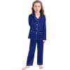 image:imageSWOMOG Girls Satin Pajamas Set Silk Button Down Pjs Set 2 Pieces Short Sleeve Kids Strawberry Sleepwear