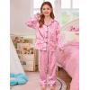 image:imageSWOMOG Girls Satin Pajamas Set Silk Button Down Pjs Set 2 Pieces Short Sleeve Kids Strawberry SleepwearPink Leopard Print