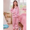 image:imageSWOMOG Girls Satin Pajamas Set Silk Button Down Pjs Set 2 Pieces Short Sleeve Kids Strawberry SleepwearPink Leopard Print