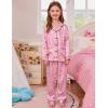 image:imageSWOMOG Girls Satin Pajamas Set Silk Button Down Pjs Set 2 Pieces Short Sleeve Kids Strawberry SleepwearPink Leopard Print