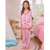image:imageSWOMOG Girls Satin Pajamas Set Silk Button Down Pjs Set 2 Pieces Short Sleeve Kids Strawberry SleepwearPink Leopard Print