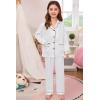 image:imageSWOMOG Girls Satin Pajamas Set Silk Button Down Pjs Set 2 Pieces Short Sleeve Kids Strawberry SleepwearWhite