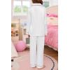 image:imageSWOMOG Girls Satin Pajamas Set Silk Button Down Pjs Set 2 Pieces Short Sleeve Kids Strawberry SleepwearWhite