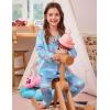 image:imageSWOMOG Girls Silk Pajama Button Down Cute Print Kids PJs Sets Pant 3 pcs Toddler Sleepwear Lounge Sets with Short TopBlue Champagne