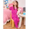 image:imageSWOMOG Girls Silk Pajama Button Down Cute Print Kids PJs Sets Pant 3 pcs Toddler Sleepwear Lounge Sets with Short TopHot Pink Leopard