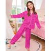 image:imageSWOMOG Girls Silk Pajama Button Down Cute Print Kids PJs Sets Pant 3 pcs Toddler Sleepwear Lounge Sets with Short TopHot Pink Leopard