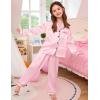 image:imageSWOMOG Girls Silk Pajama Button Down Cute Print Kids PJs Sets Pant 3 pcs Toddler Sleepwear Lounge Sets with Short TopPink