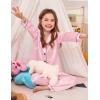 image:imageSWOMOG Girls Silk Pajama Button Down Cute Print Kids PJs Sets Pant 3 pcs Toddler Sleepwear Lounge Sets with Short TopPink