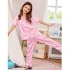 image:imageSWOMOG Girls Silk Pajama Button Down Cute Print Kids PJs Sets Pant 3 pcs Toddler Sleepwear Lounge Sets with Short TopPink Striped