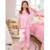 image:imageSWOMOG Girls Silk Pajama Button Down Cute Print Kids PJs Sets Pant 3 pcs Toddler Sleepwear Lounge Sets with Short TopPink Striped