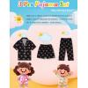 image:imageSWOMOG Kids Pajamas Sets 3PCS Short Sleeve Long Pants with Shorts Girls Boys Button Down PJS Cute Loungewear for 4T15YearsBlack Bowknot