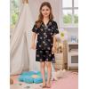 image:imageSWOMOG Kids Pajamas Sets 3PCS Short Sleeve Long Pants with Shorts Girls Boys Button Down PJS Cute Loungewear for 4T15YearsBlack Bowknot