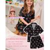 image:imageSWOMOG Kids Pajamas Sets 3PCS Short Sleeve Long Pants with Shorts Girls Boys Button Down PJS Cute Loungewear for 4T15YearsBlack Bowknot