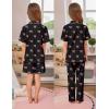 image:imageSWOMOG Kids Pajamas Sets 3PCS Short Sleeve Long Pants with Shorts Girls Boys Button Down PJS Cute Loungewear for 4T15YearsBlack Bowknot