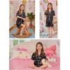image:imageSWOMOG Kids Pajamas Sets 3PCS Short Sleeve Long Pants with Shorts Girls Boys Button Down PJS Cute Loungewear for 4T15YearsBlack Bowknot