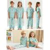 image:imageSWOMOG Kids Pajamas Sets 3PCS Short Sleeve Long Pants with Shorts Girls Boys Button Down PJS Cute Loungewear for 4T15YearsBlue Daisy