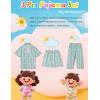 image:imageSWOMOG Kids Pajamas Sets 3PCS Short Sleeve Long Pants with Shorts Girls Boys Button Down PJS Cute Loungewear for 4T15YearsBlue Daisy