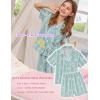 image:imageSWOMOG Kids Pajamas Sets 3PCS Short Sleeve Long Pants with Shorts Girls Boys Button Down PJS Cute Loungewear for 4T15YearsBlue Daisy