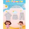 image:imageSWOMOG Kids Pajamas Sets 3PCS Short Sleeve Long Pants with Shorts Girls Boys Button Down PJS Cute Loungewear for 4T15YearsLetter
