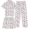 image:imageSWOMOG Kids Pajamas Sets 3PCS Short Sleeve Long Pants with Shorts Girls Boys Button Down PJS Cute Loungewear for 4T15YearsLetter