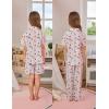 image:imageSWOMOG Kids Pajamas Sets 3PCS Short Sleeve Long Pants with Shorts Girls Boys Button Down PJS Cute Loungewear for 4T15YearsLetter
