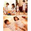 image:imageSWOMOG Kids Pajamas Sets 3PCS Short Sleeve Long Pants with Shorts Girls Boys Button Down PJS Cute Loungewear for 4T15YearsLetter