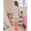image:imageSWOMOG Kids Pajamas Sets 3PCS Short Sleeve Long Pants with Shorts Girls Boys Button Down PJS Cute Loungewear for 4T15YearsLetter