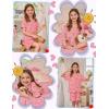 image:imageSWOMOG Kids Pajamas Sets 3PCS Short Sleeve Long Pants with Shorts Girls Boys Button Down PJS Cute Loungewear for 4T15YearsPink Bowknot