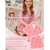 image:imageSWOMOG Kids Pajamas Sets 3PCS Short Sleeve Long Pants with Shorts Girls Boys Button Down PJS Cute Loungewear for 4T15YearsPink Bowknot