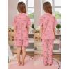 image:imageSWOMOG Kids Pajamas Sets 3PCS Short Sleeve Long Pants with Shorts Girls Boys Button Down PJS Cute Loungewear for 4T15YearsPink Bowknot