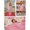 image:imageSWOMOG Kids Pajamas Sets 3PCS Short Sleeve Long Pants with Shorts Girls Boys Button Down PJS Cute Loungewear for 4T15YearsPink Monkey