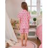 image:imageSWOMOG Kids Pajamas Sets 3PCS Short Sleeve Long Pants with Shorts Girls Boys Button Down PJS Cute Loungewear for 4T15YearsPink Monkey